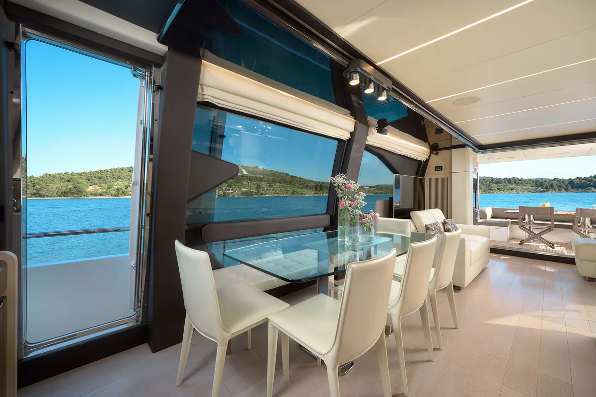 Salon of Alyss, a Azimut 72 yacht at Skradin, Croatia