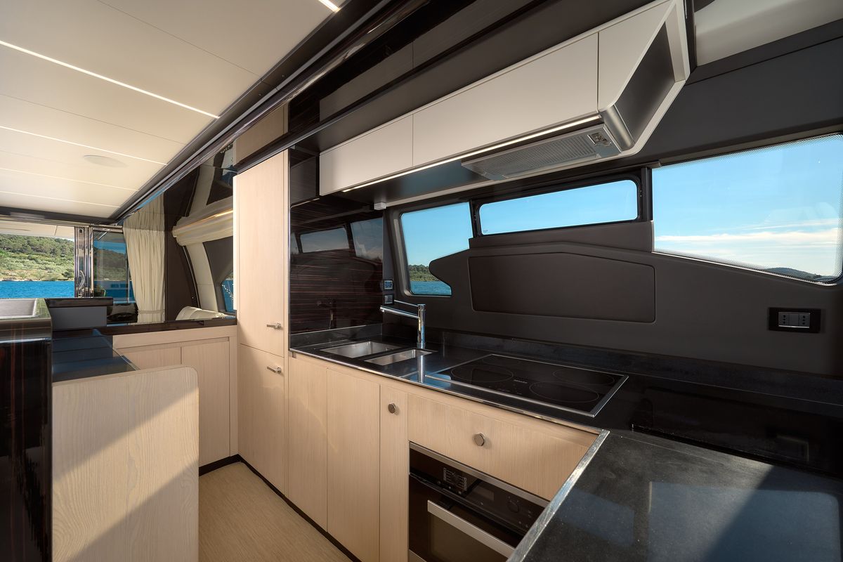 Galley of Alyss, a Azimut 72 yacht at Skradin, Croatia