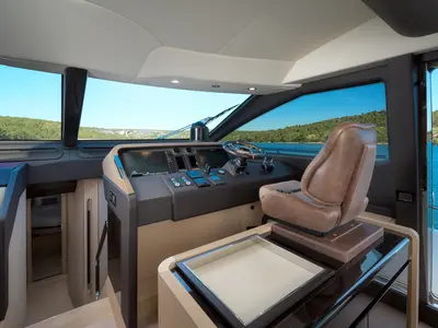 Cockpit of Alyss, a Azimut 72 yacht at Skradin, Croatia