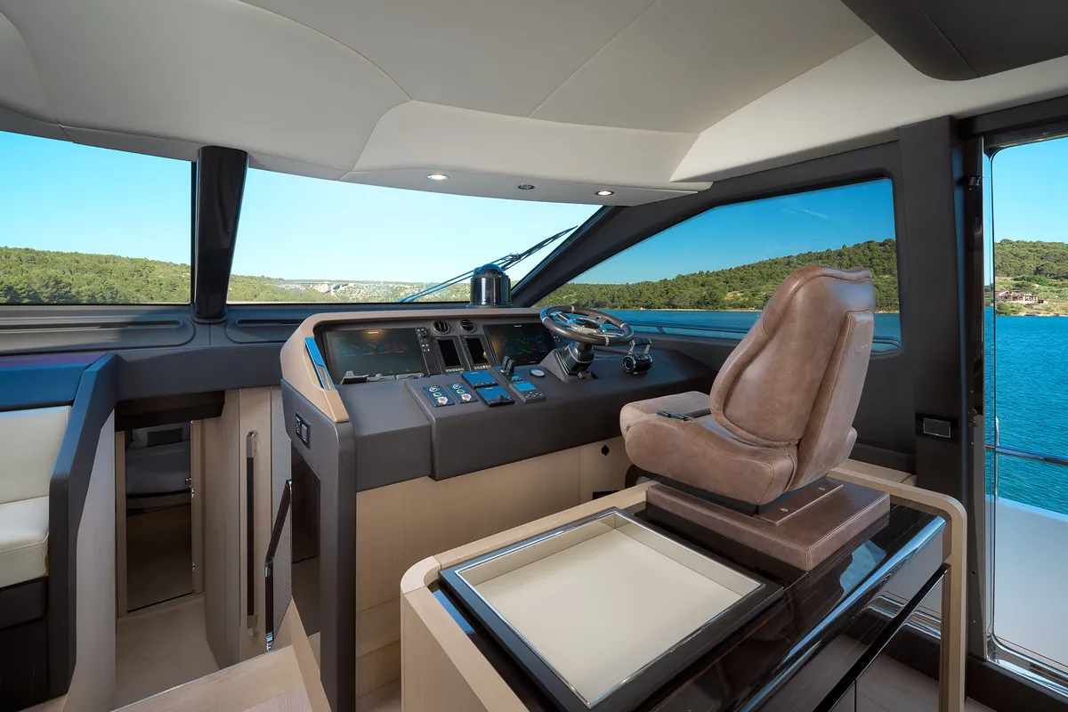 Cockpit of Alyss, a Azimut 72 yacht at Skradin, Croatia