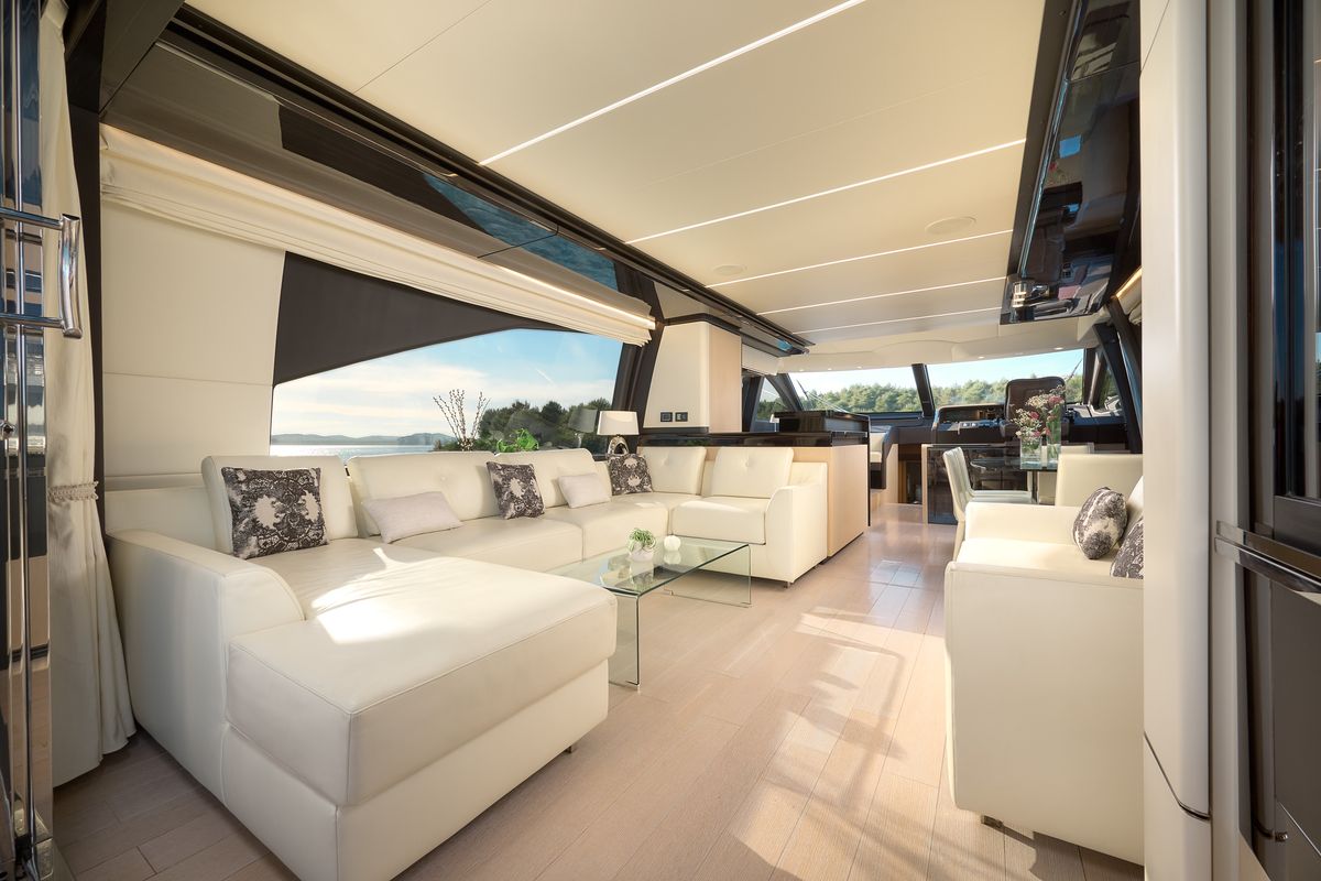 Salon of Alyss, a Azimut 72 yacht at Skradin, Croatia