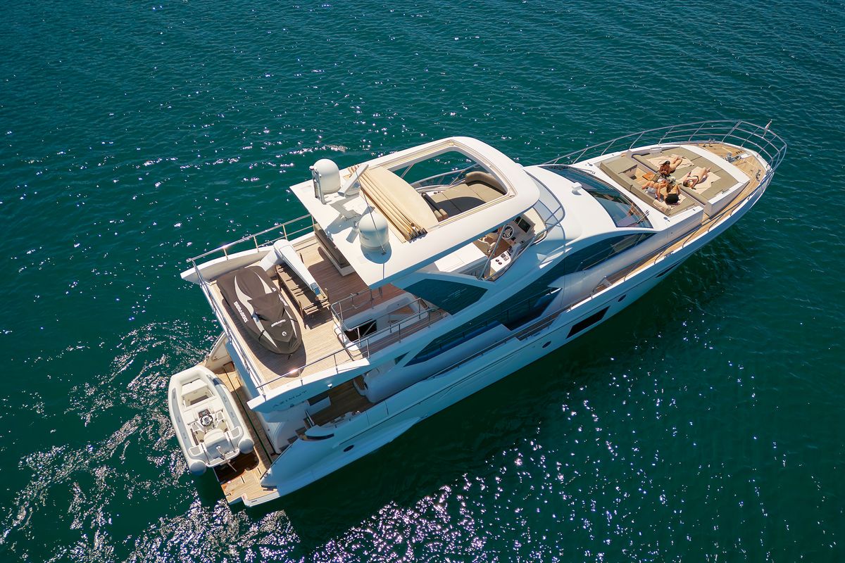 Exterior view of Alyss, a Azimut 72 yacht at Skradin, Croatia
