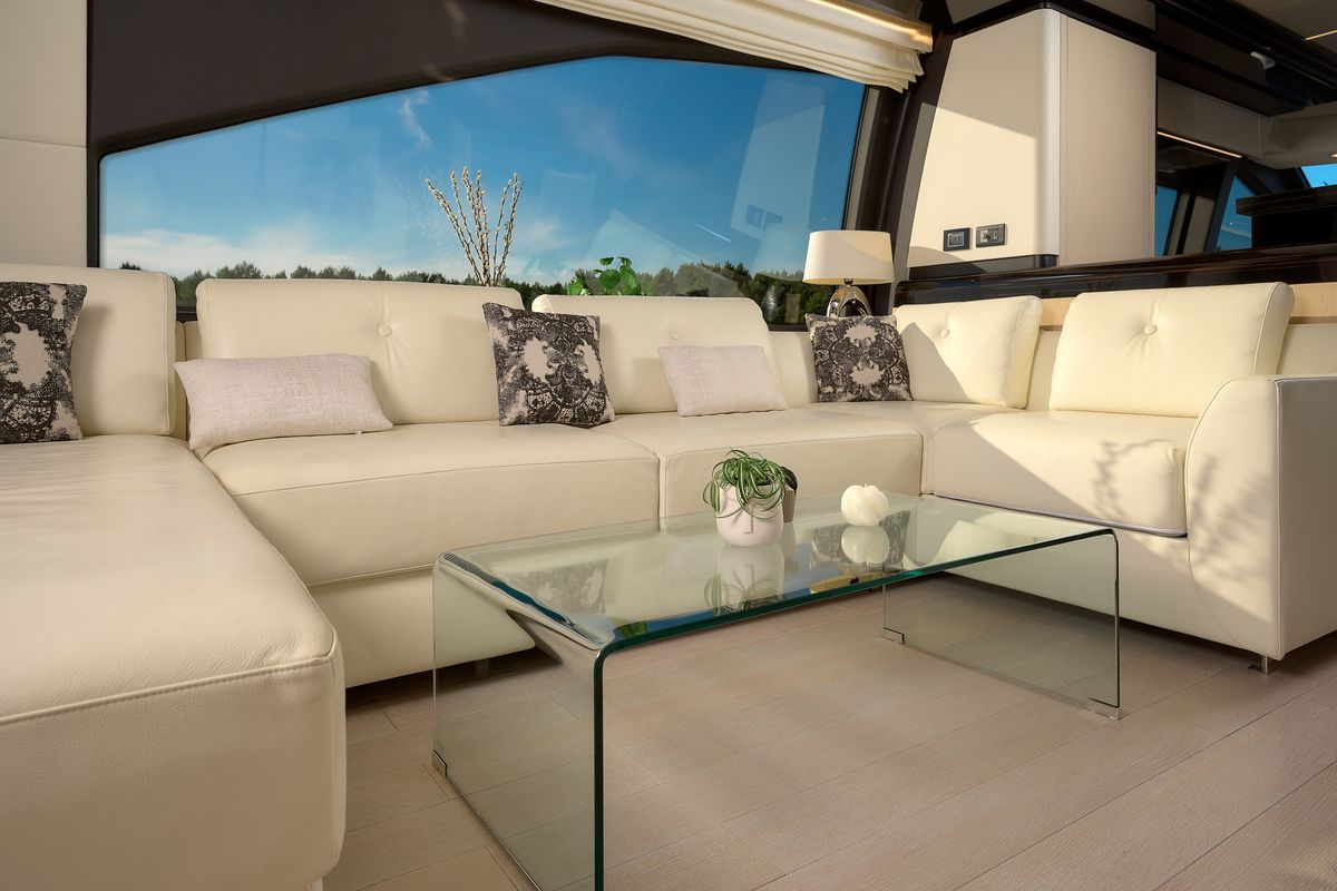 Salon of Alyss, a Azimut 72 yacht at Skradin, Croatia