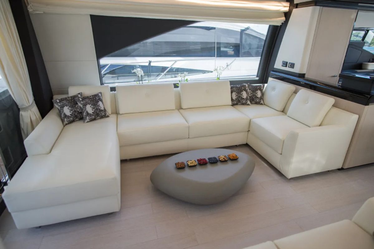 Salon of Alyss, a Azimut 72 yacht at Skradin, Croatia