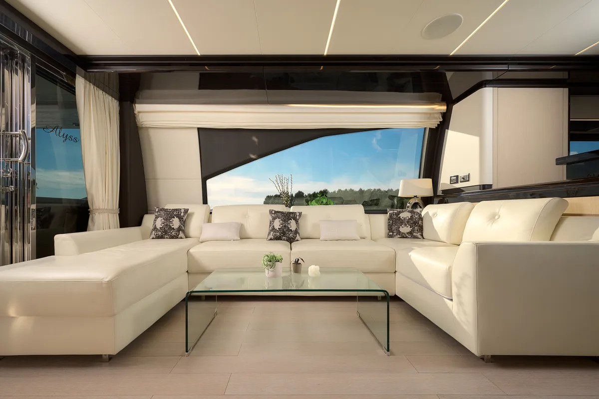Salon of Alyss, a Azimut 72 yacht at Skradin, Croatia