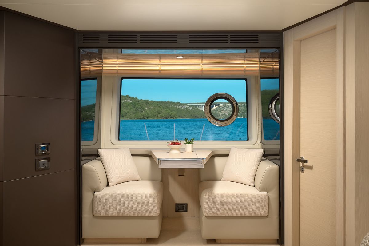 Salon of Alyss, a Azimut 72 yacht at Skradin, Croatia