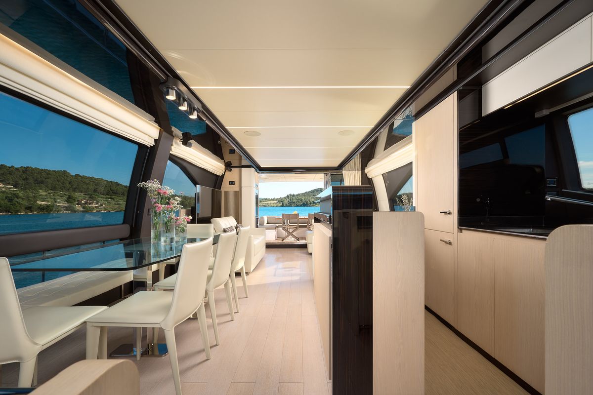 Salon of Alyss, a Azimut 72 yacht at Skradin, Croatia
