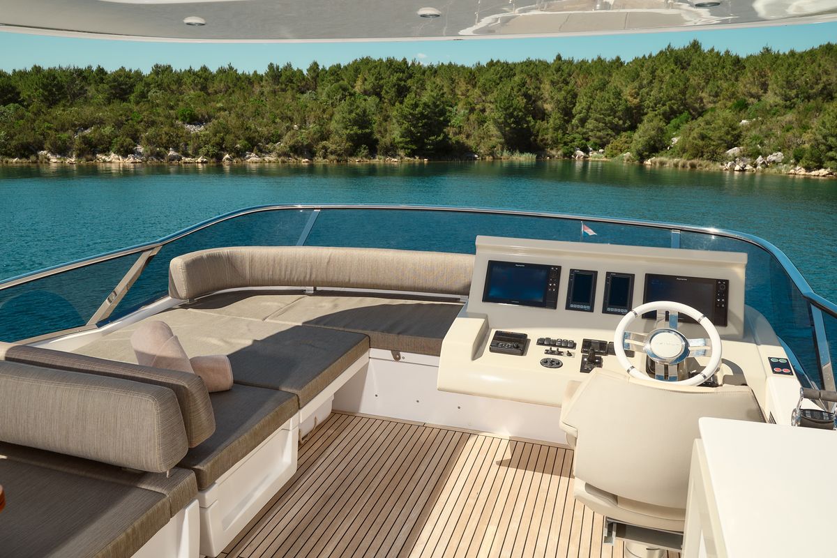 Cockpit of Alyss, a Azimut 72 yacht at Skradin, Croatia