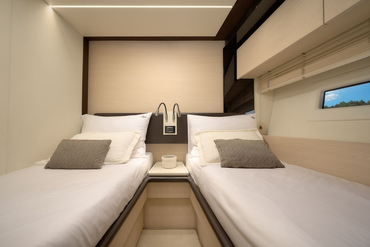 Cabin on Alyss, a Azimut 72 yacht at Skradin, Croatia