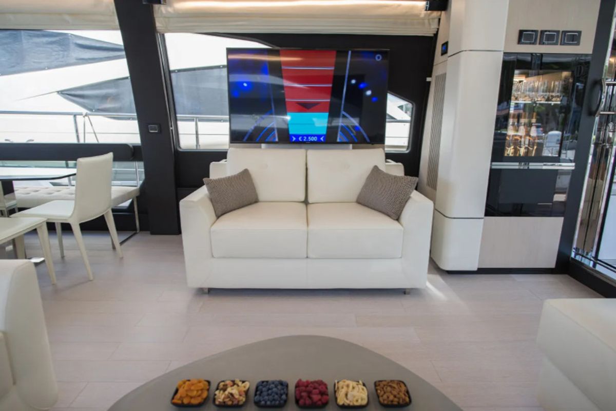 Salon of Alyss, a Azimut 72 yacht at Skradin, Croatia