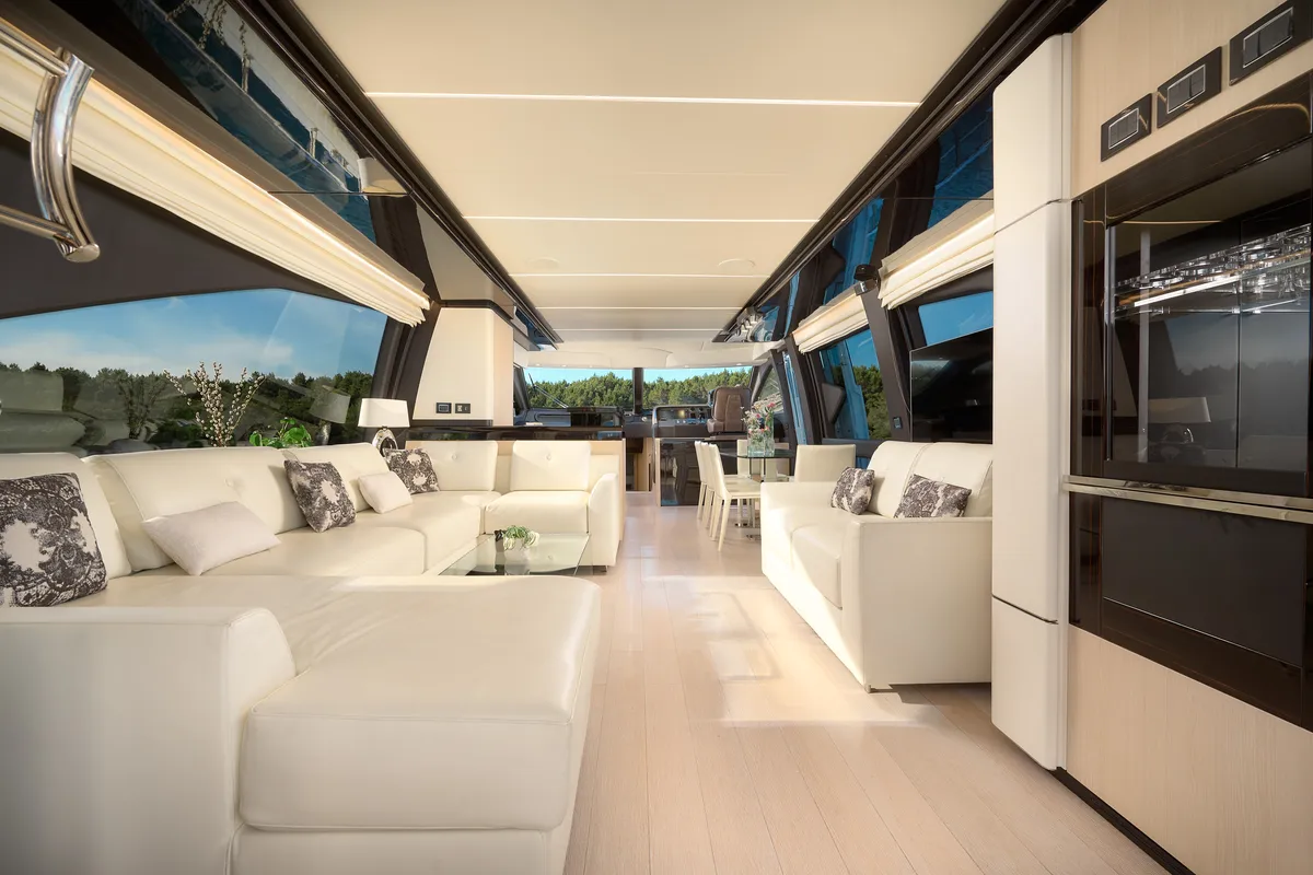 Salon of Alyss, a Azimut 72 yacht at Skradin, Croatia