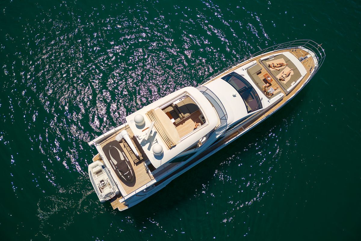 Exterior view of Alyss, a Azimut 72 yacht at Skradin, Croatia