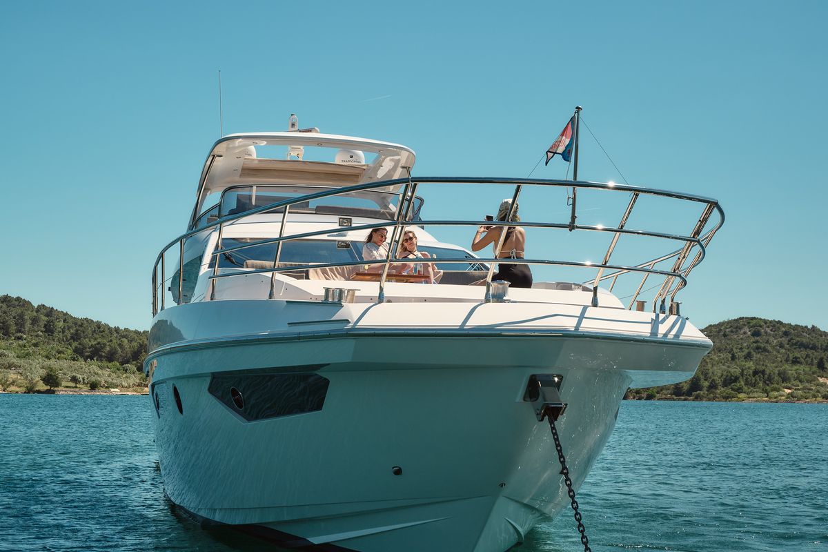 Exterior view of Alyss, a Azimut 72 yacht at Skradin, Croatia