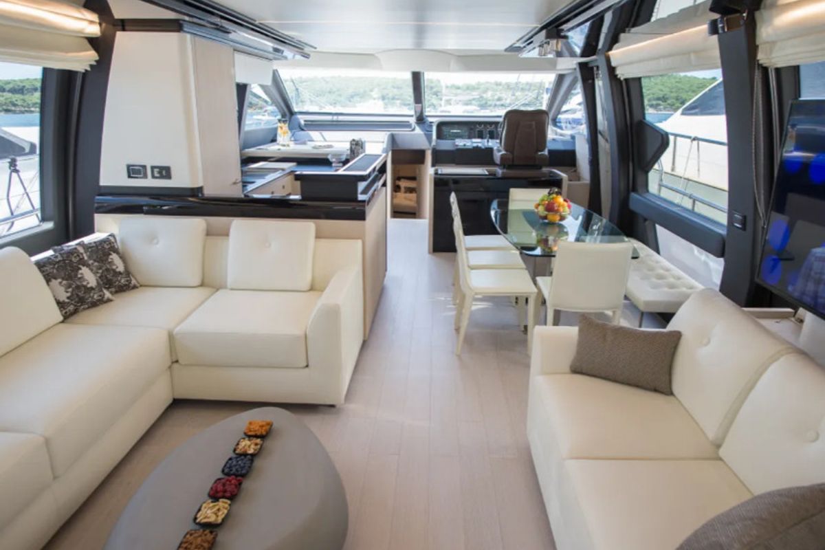 Salon of Alyss, a Azimut 72 yacht at Skradin, Croatia