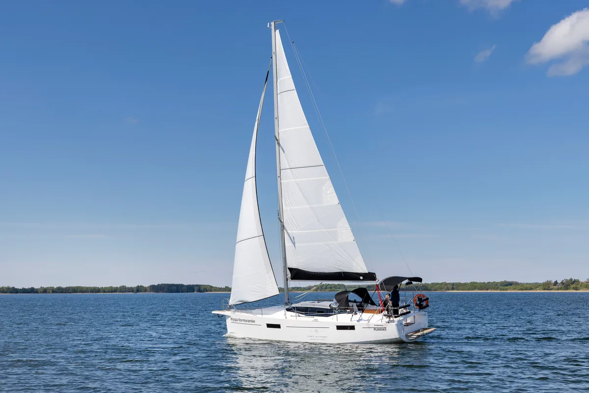 Exterior view of Zatoka Mrowcza, a Northman Maxus 34 sailboat at Sztynort, Poland