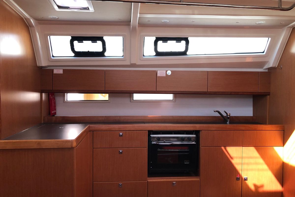 Galley of Orsalia, a Bavaria Cruiser 46 sailboat at Preveza, Greece