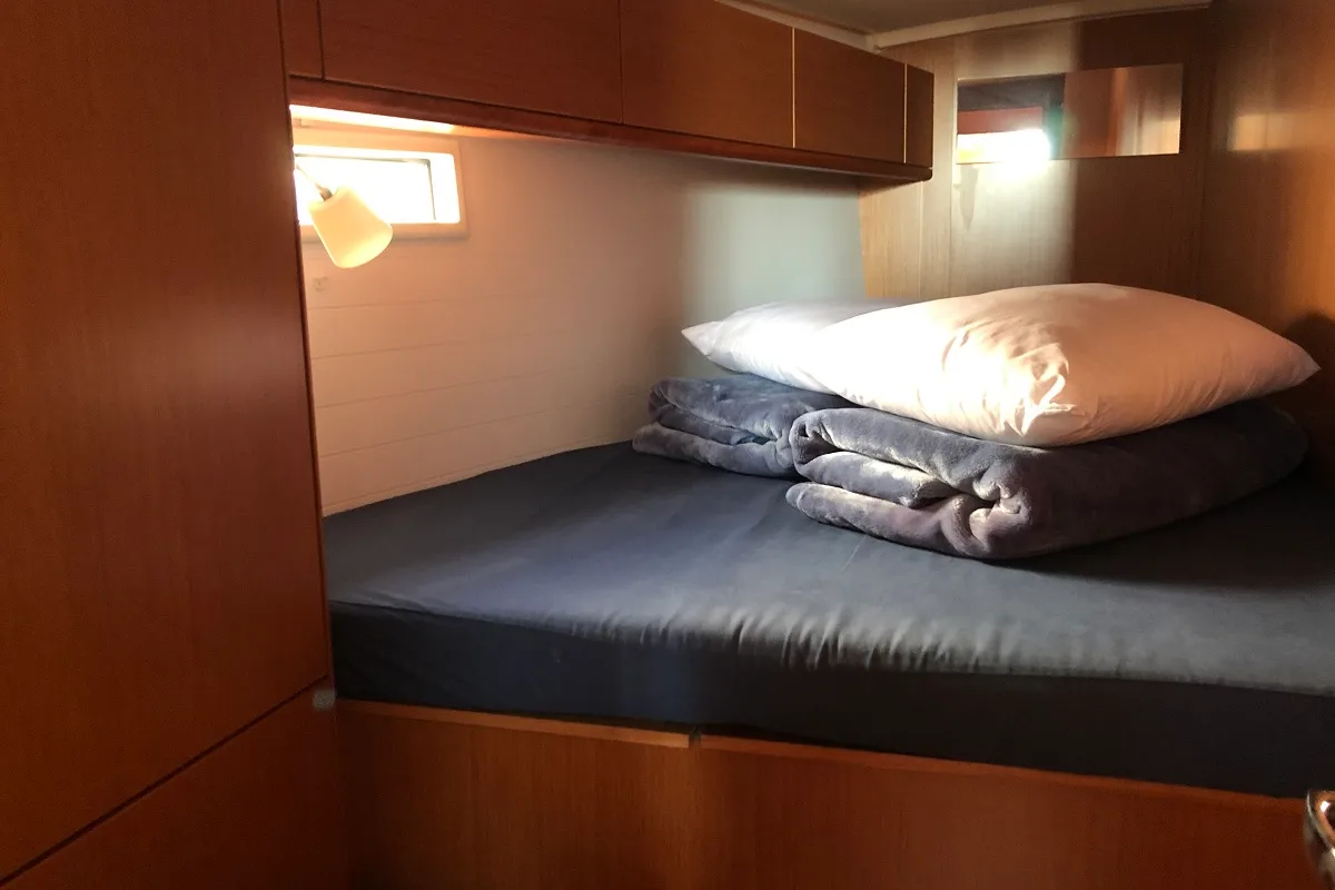 Cabin on Orsalia, a Bavaria Cruiser 46 sailboat at Preveza, Greece