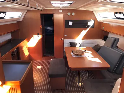 Salon of Orsalia, a Bavaria Cruiser 46 sailboat at Preveza, Greece
