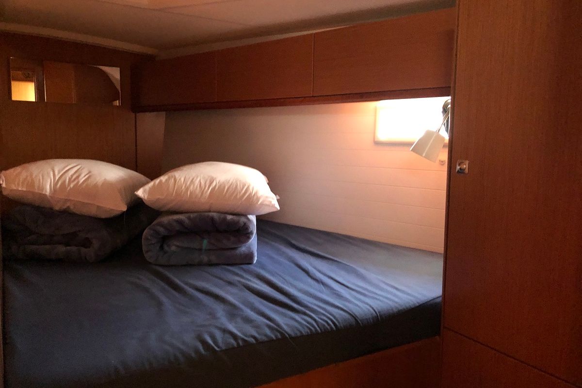 Cabin on Orsalia, a Bavaria Cruiser 46 sailboat at Preveza, Greece