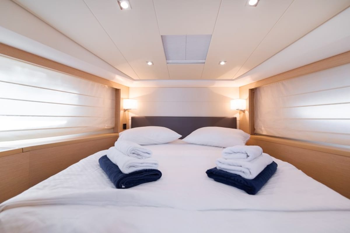 Cabin on Serendipity I, a Prestige 500 motorboat at Grad Šibenik, Croatia