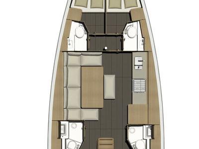 Floor plan of Vaiana, a Dufour 460 GL sailboat at Sithonia Municipal Unit, Greece
