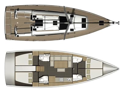 Floor plan of Vaiana, a Dufour 460 GL sailboat at Sithonia Municipal Unit, Greece