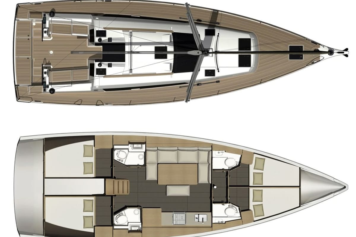 Floor plan of Vaiana, a Dufour 460 GL sailboat at Sithonia Municipal Unit, Greece