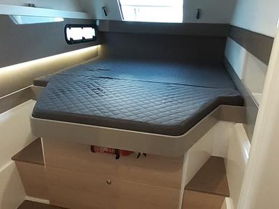 Cabin on Eleftheria, a Bali 4.1 catamaran at Olbia, Italy