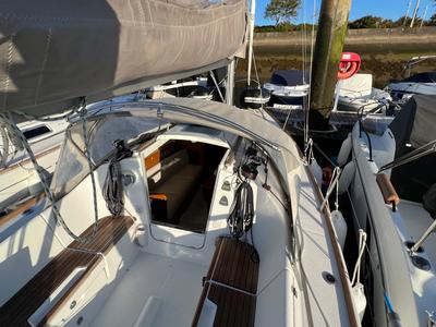 Deck of Marlem, a Beneteau First 25 S sailboat at Port Navalo, France