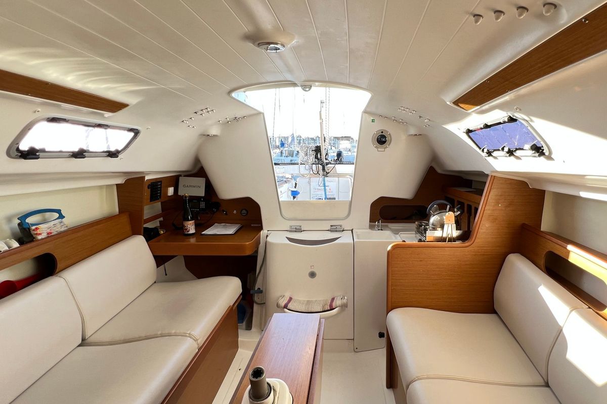 Salon of Marlem, a Beneteau First 25 S sailboat at Port Navalo, France