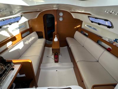 Salon of Marlem, a Beneteau First 25 S sailboat at Port Navalo, France