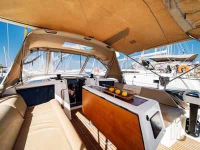 Deck of Artemis, a Dufour 390 GL sailboat at Municipal Unit of Rhodes, Greece