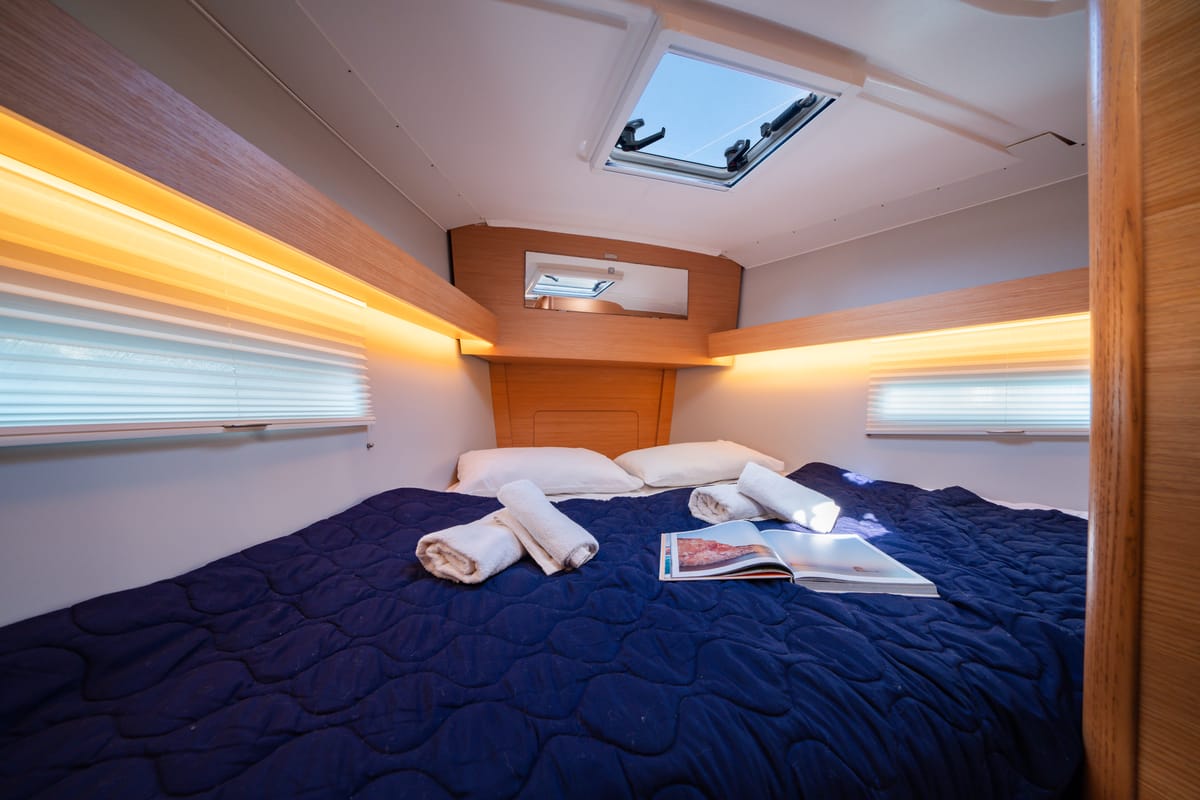 Cabin on Artemis, a Dufour 390 GL sailboat at Municipal Unit of Rhodes, Greece