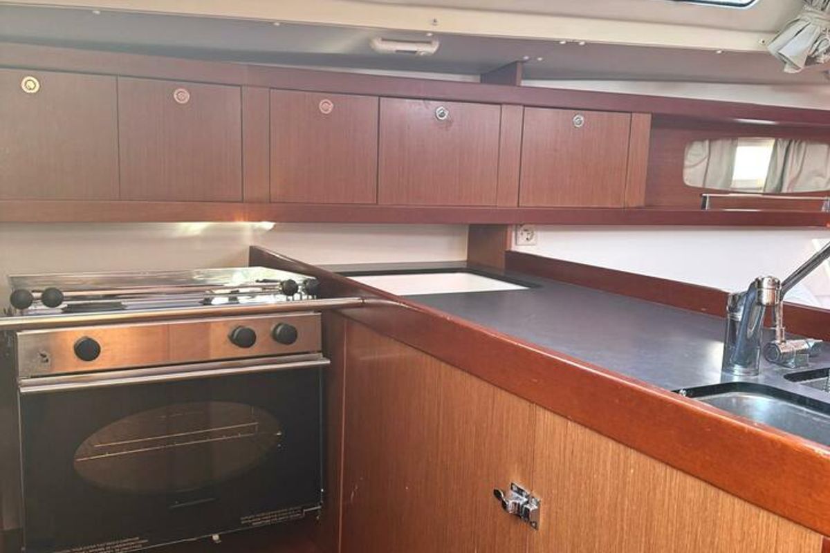 Galley of Finia, a Beneteau Oceanis 34 sailboat at Grad Opatija, Croatia