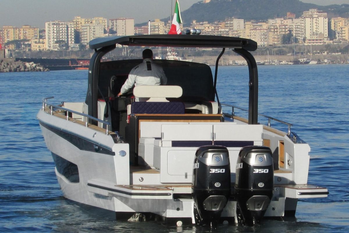 Exterior view of Federika III, a Gulet Italyure 38 motorboat at es Jonquet, Spain
