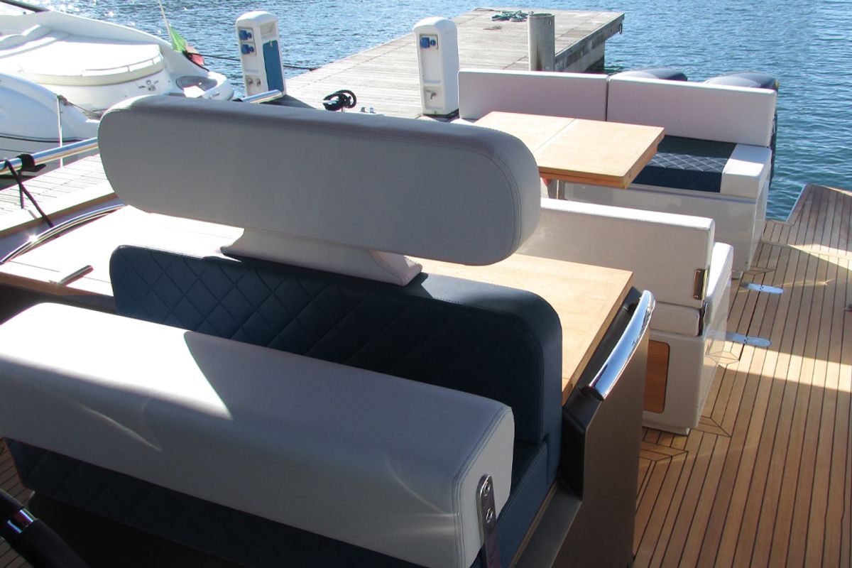 Deck of Federika III, a Gulet Italyure 38 motorboat at es Jonquet, Spain