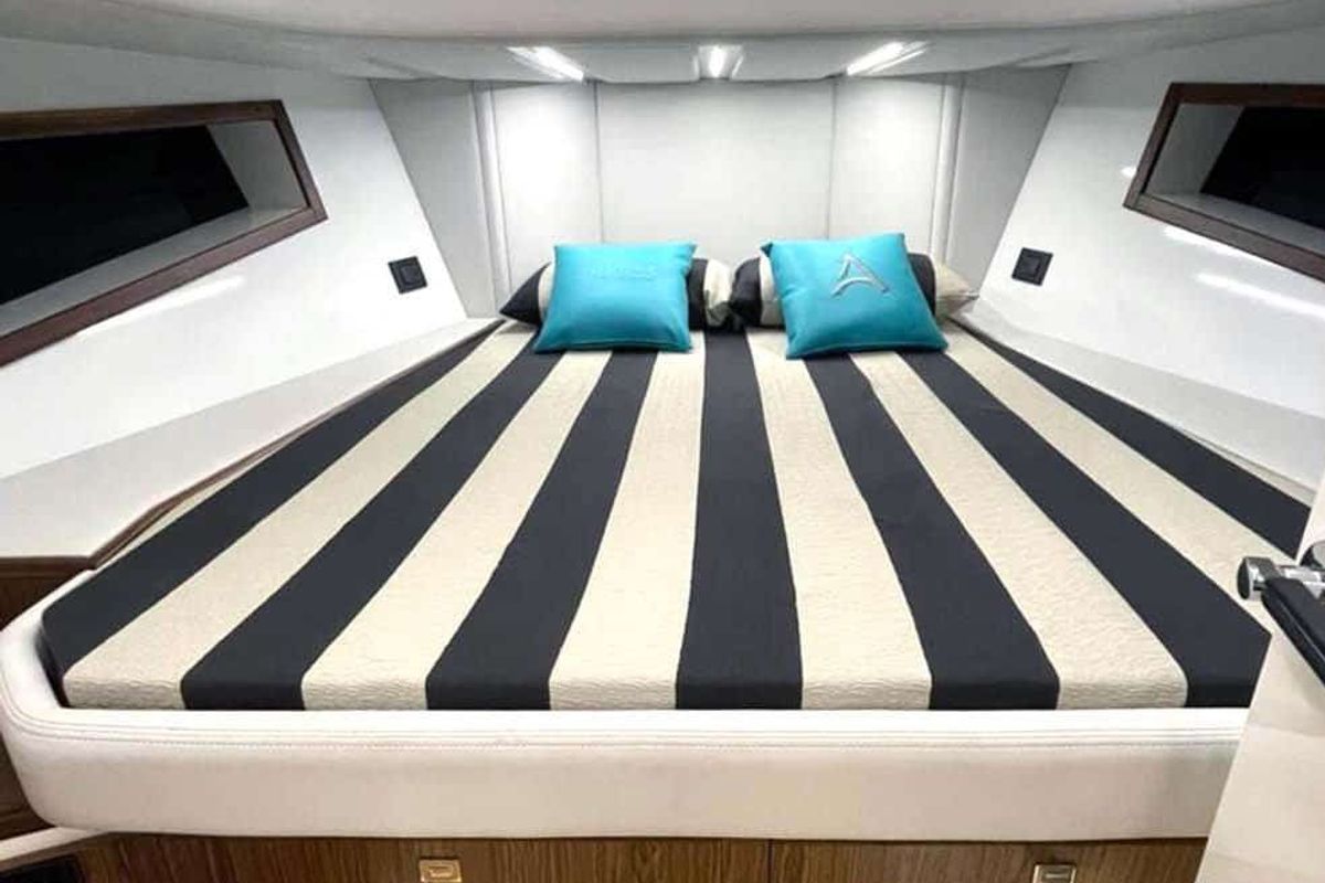 Cabin on Federika III, a Gulet Italyure 38 motorboat at es Jonquet, Spain