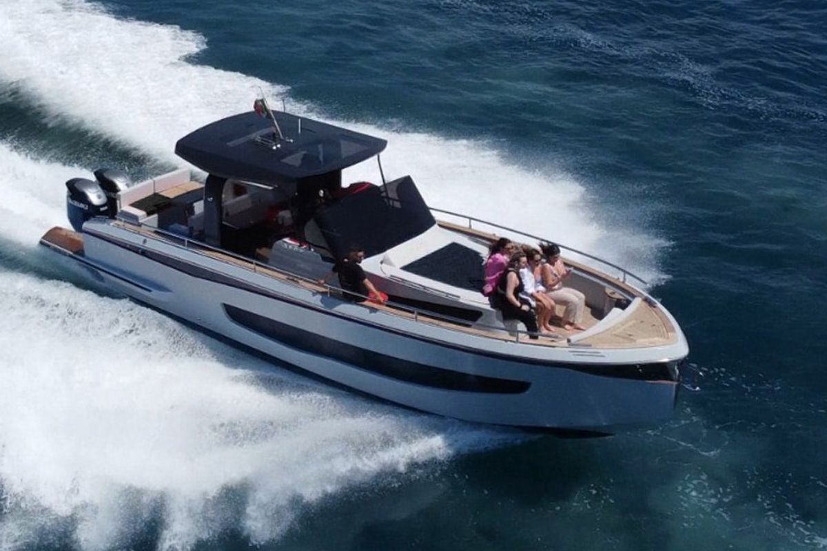 Exterior view of Federika III, a Gulet Italyure 38 motorboat at es Jonquet, Spain