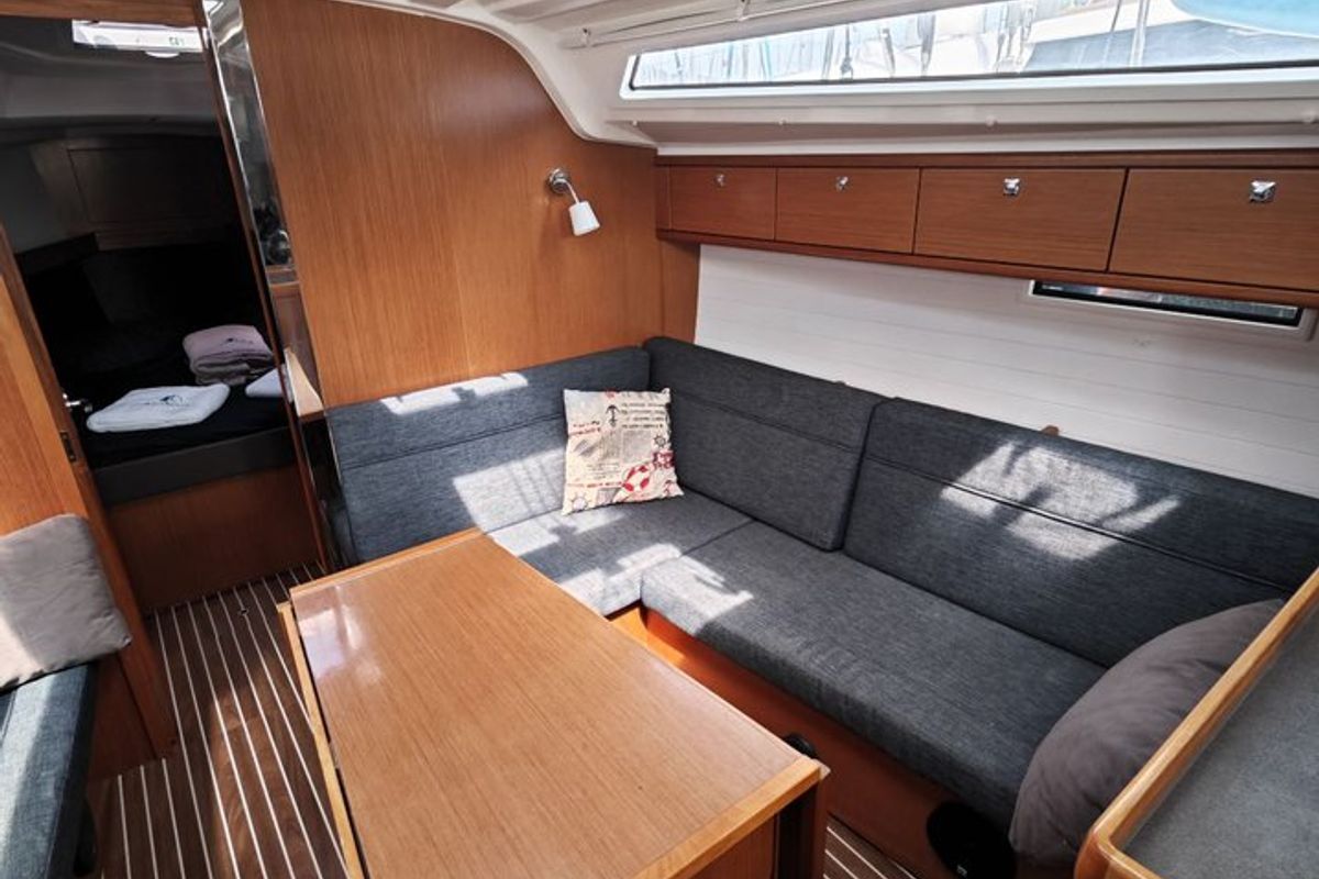 Salon of Almira, a Bavaria Cruiser 37 sailboat at Fethiye, Turkey