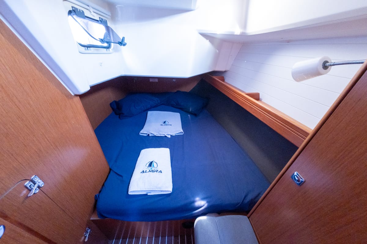 Cabin on Almira, a Bavaria Cruiser 37 sailboat at Fethiye, Turkey