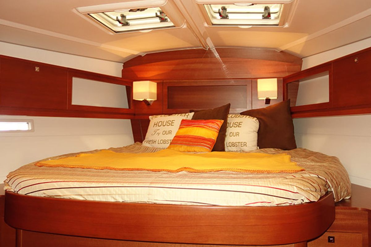 Cabin on My Life, a Dufour 450 Grand Large sailboat at Grad Pula, Croatia
