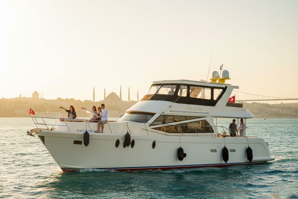 Deck of Defne Sultan, a Gulet Motoryacht motorboat at Kadıköy, Turkey