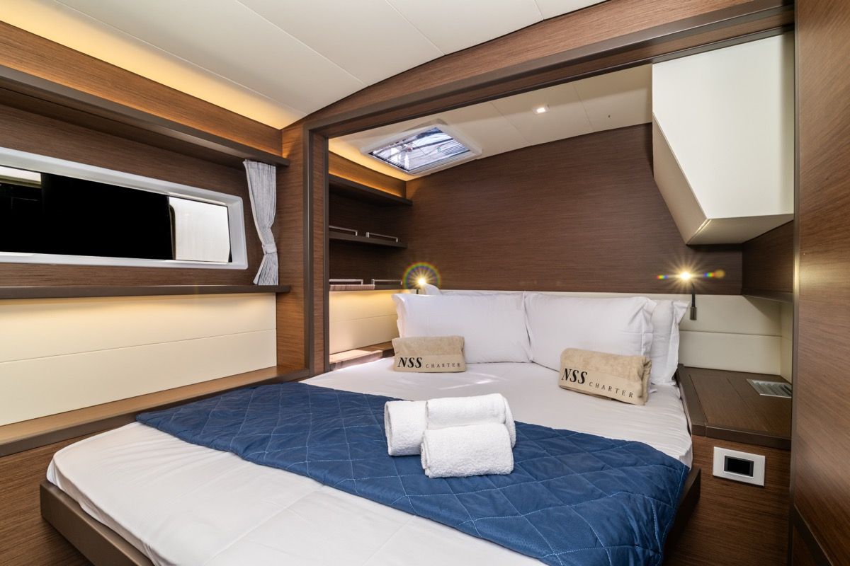 Cabin on Big Daddy, a Lagoon 52F catamaran at Olbia, Italy