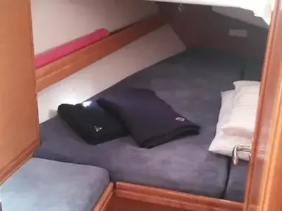Cabin on Springrose, a Bavaria 40 Cruiser sailboat at Rodi Garganico, Italy