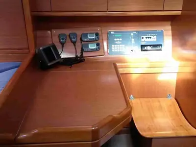 Cockpit of Springrose, a Bavaria 40 Cruiser sailboat at Rodi Garganico, Italy