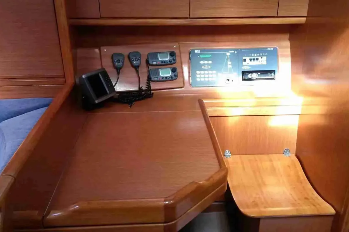 Cockpit of Springrose, a Bavaria 40 Cruiser sailboat at Rodi Garganico, Italy