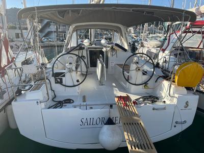 Cockpit of Sailor Mercury, a Beneteau Oceanis 38.1 sailboat at Split, Croatia