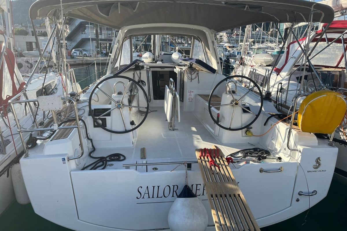 Cockpit of Sailor Mercury, a Beneteau Oceanis 38.1 sailboat at Split, Croatia