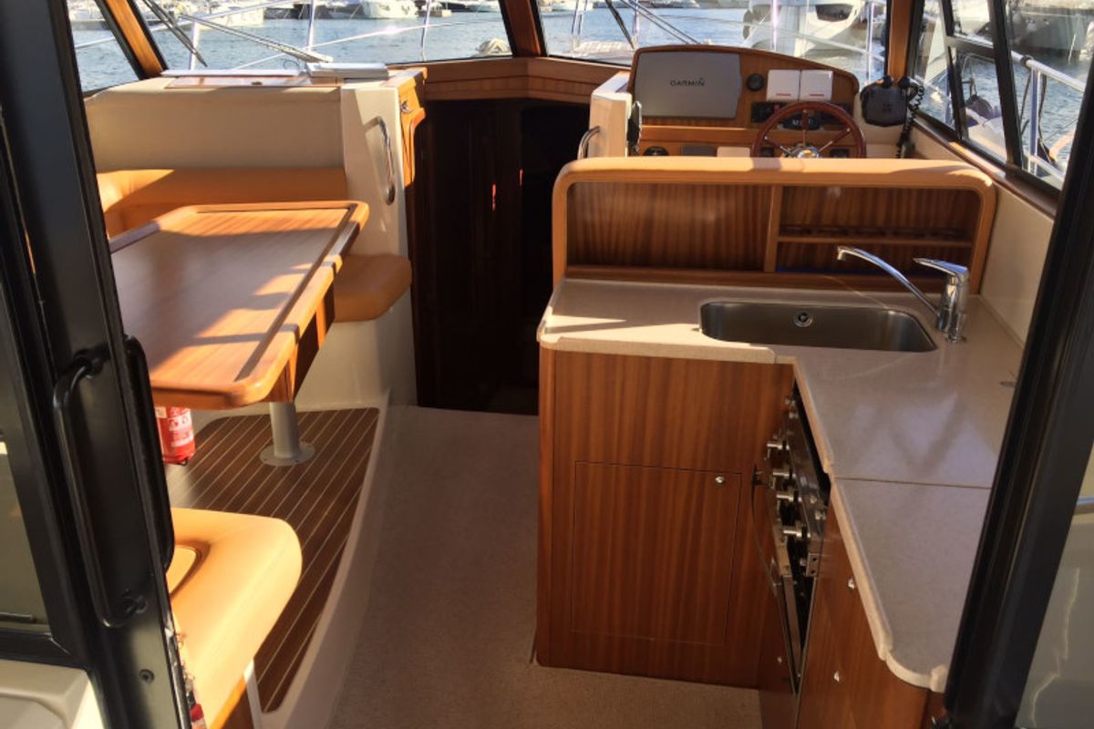 Cockpit of Tina II, a SAS - Vektor Adriana 44 motorboat at Zadar, Croatia
