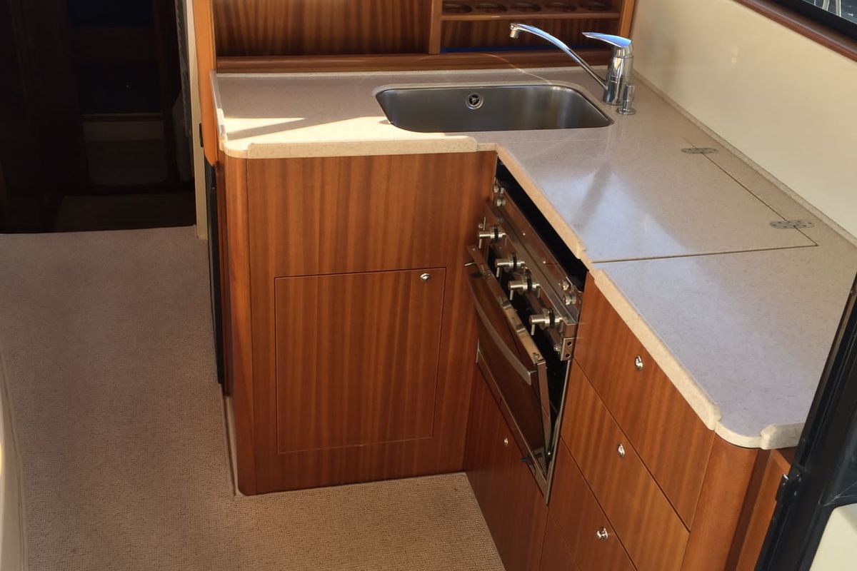 Galley of Tina II, a SAS - Vektor Adriana 44 motorboat at Zadar, Croatia